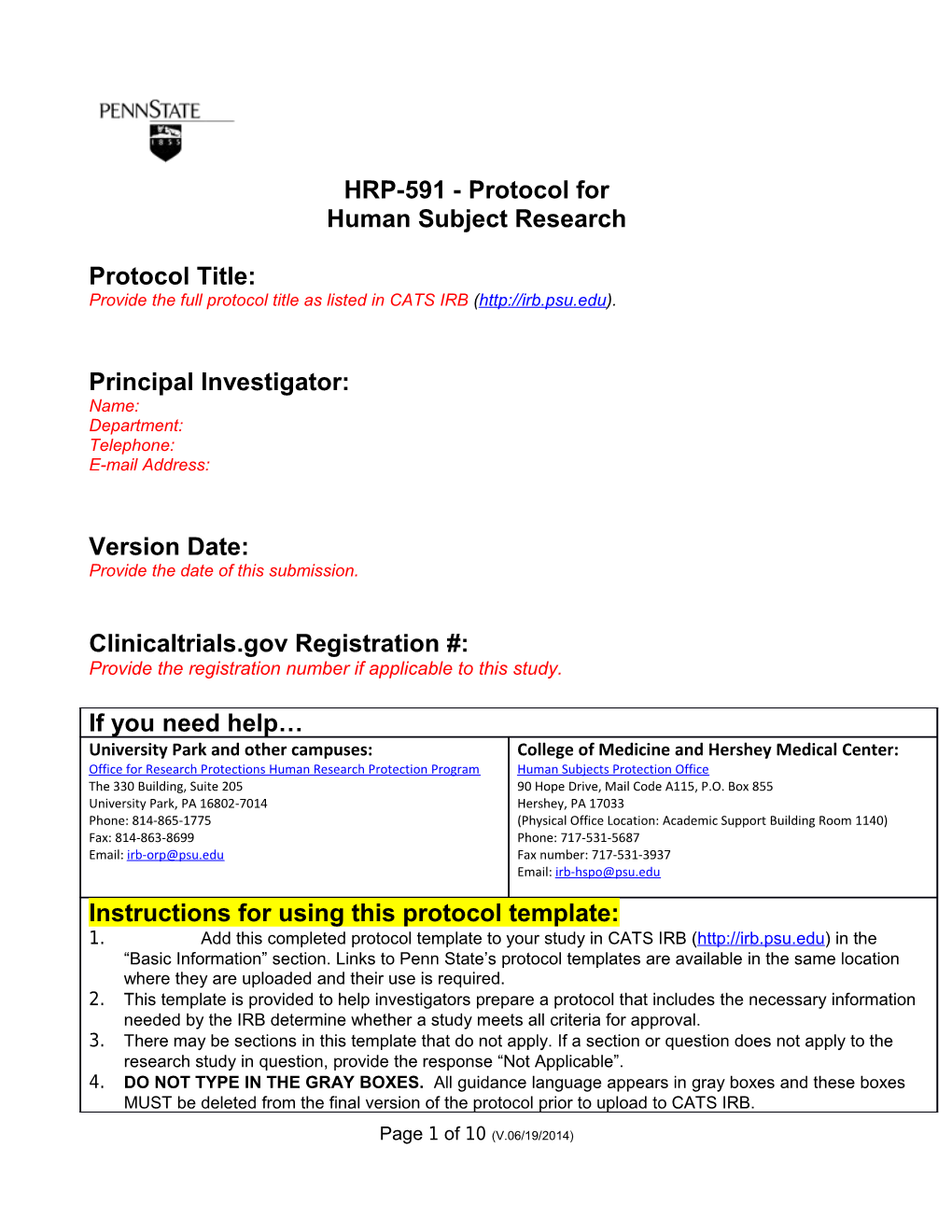 HRP-591 - Protocol For