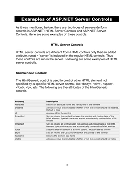 HTML Server Controls