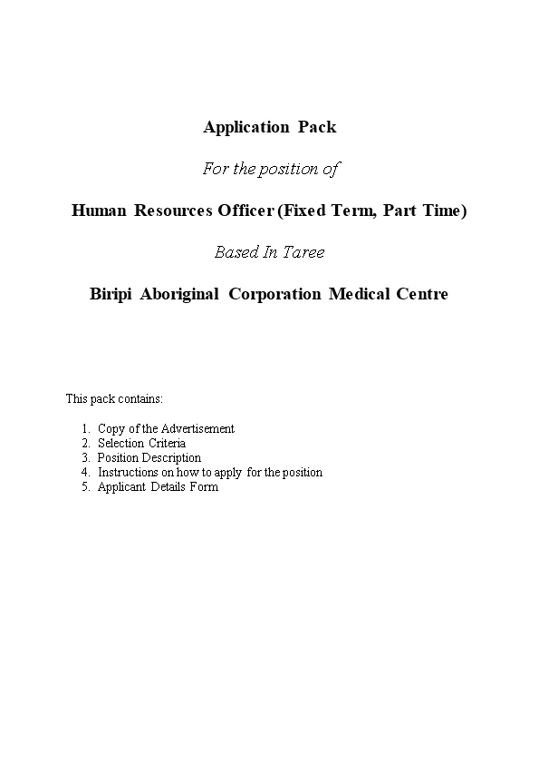 Human Resources Officer (Fixed Term, Part Time)