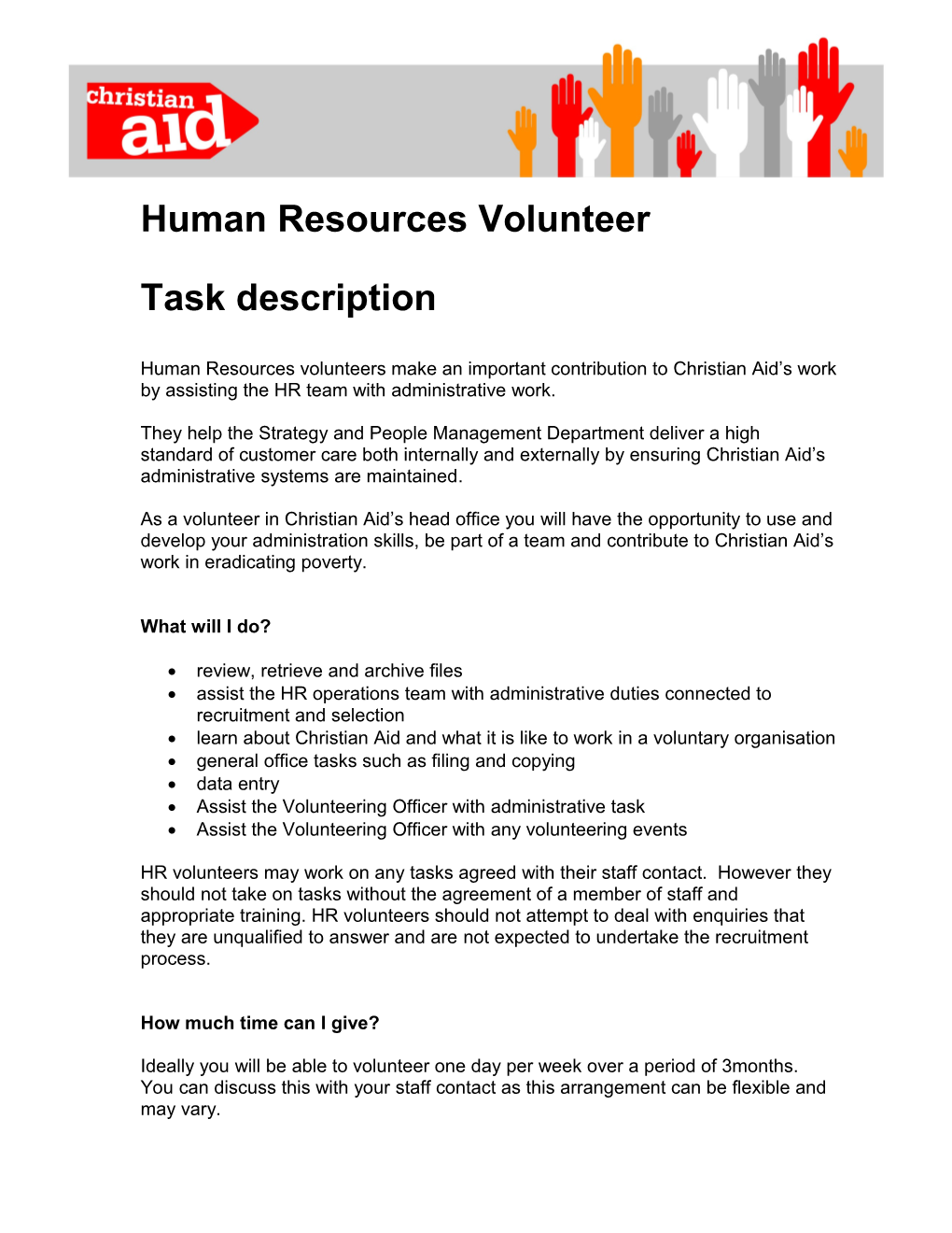 Human Resources Volunteer