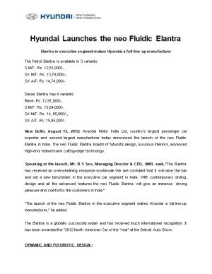 Hyundai Launches the Neo Fluidic Elantra