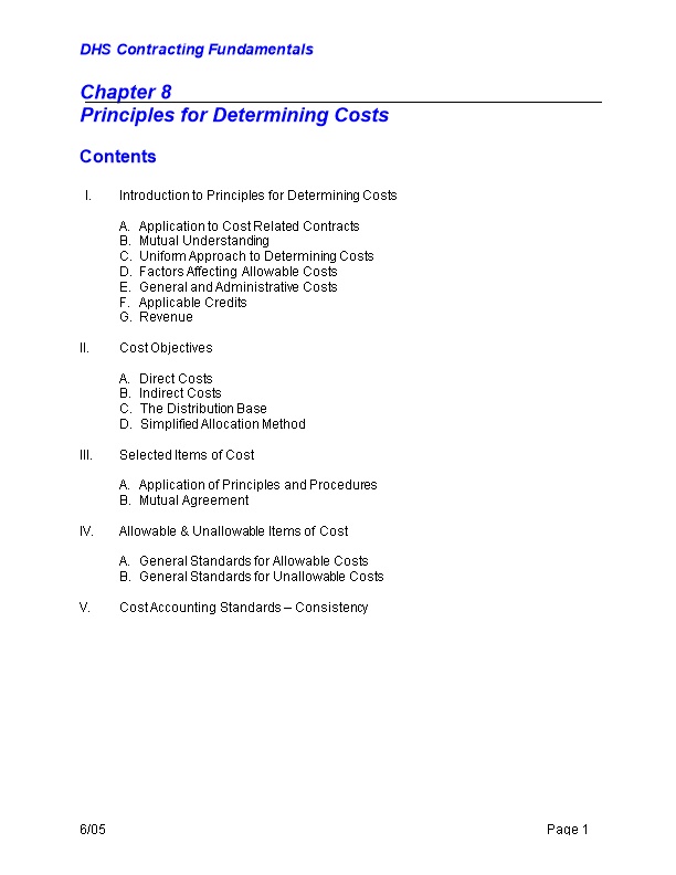 I.Introduction to Principles for Determining Costs