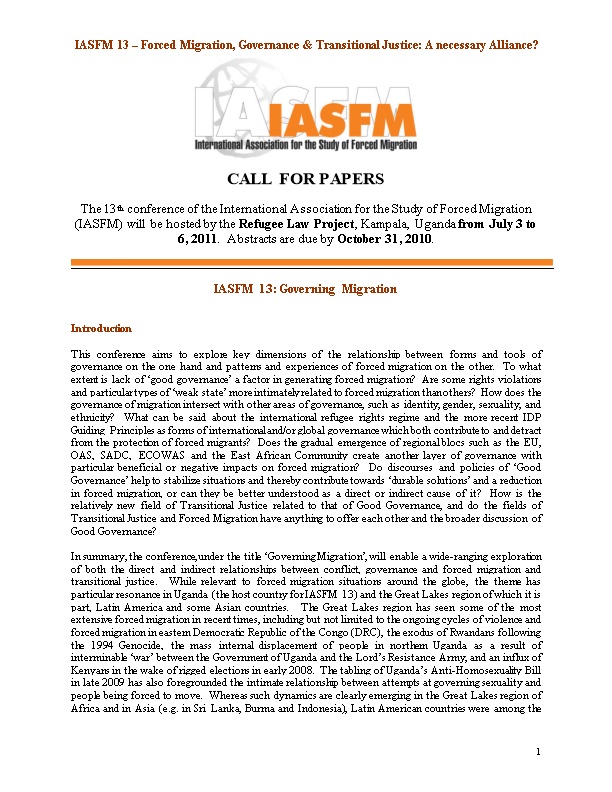 IASFM 13 Call for Papers