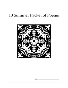 IB Summer Packet of Poems