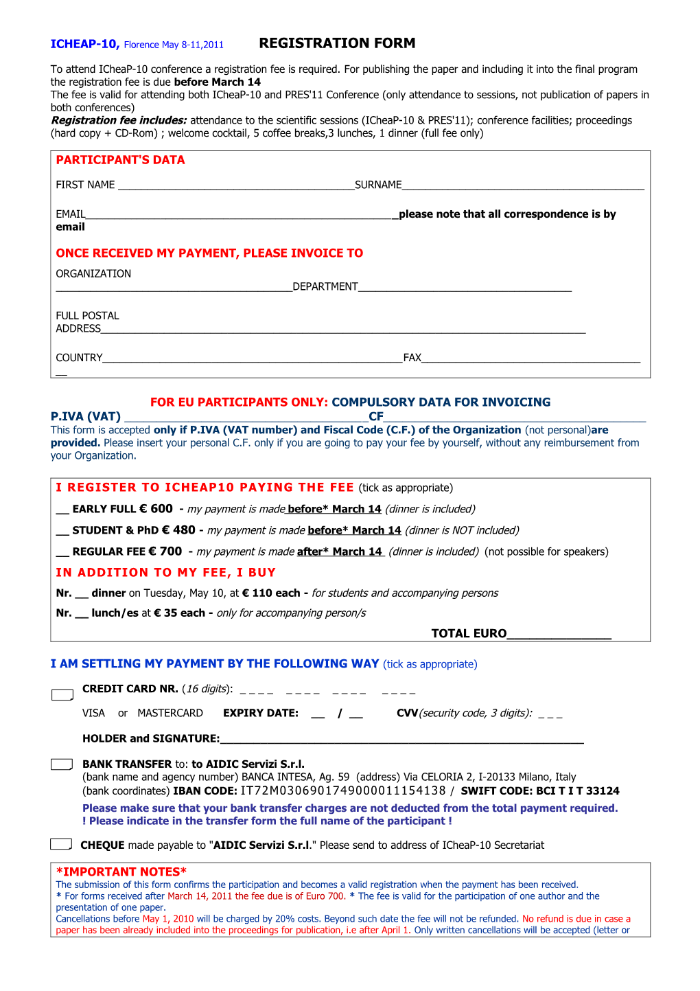 Icheap-10 Registration Form
