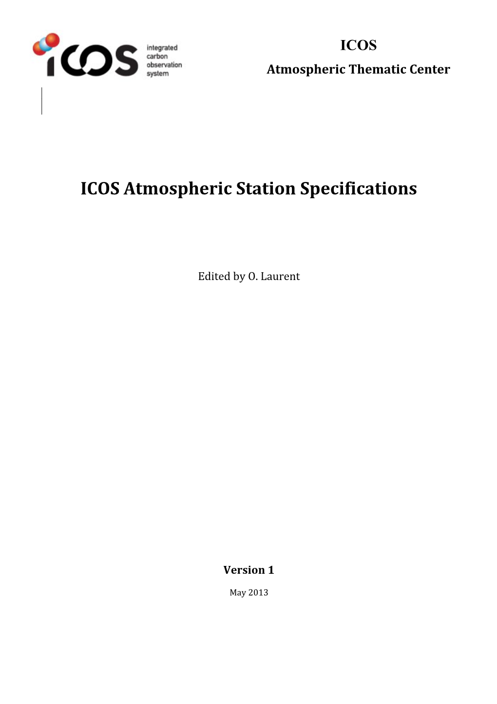 ICOS Atmospheric Station Specifications