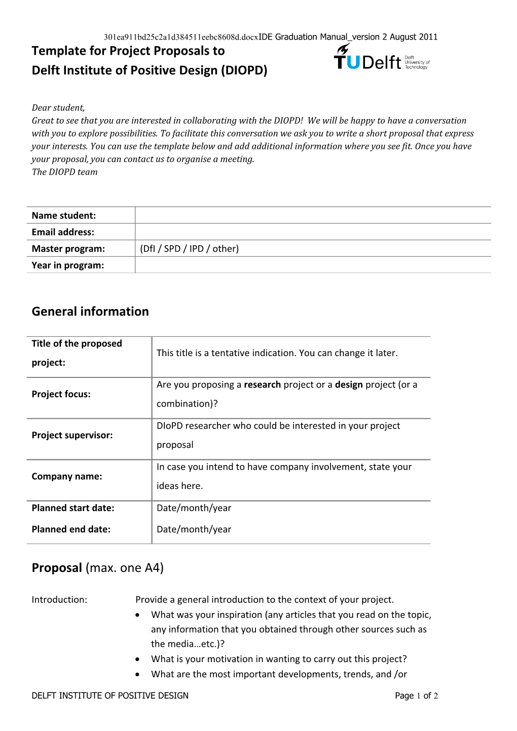IDE Graduation Manual Version 2 August 2011