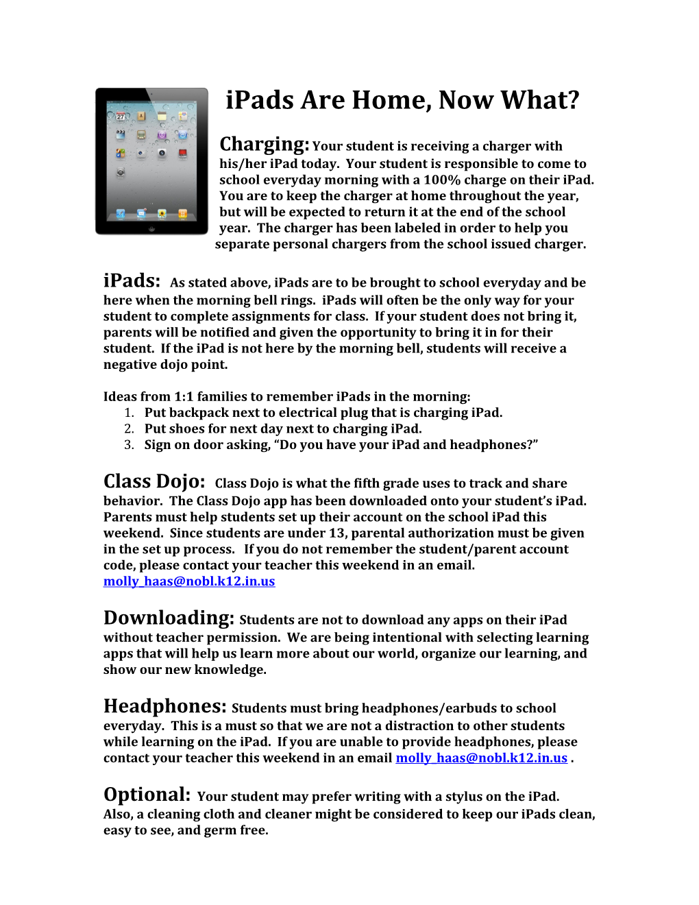 Ideas from 1:1 Families to Remember Ipads in the Morning