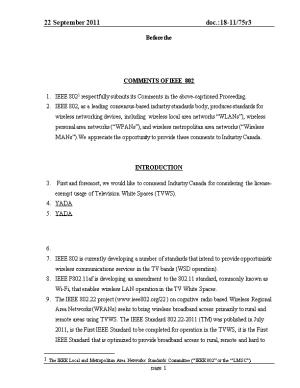 IEEE 802 Response to Canadian Consultation on TVWS