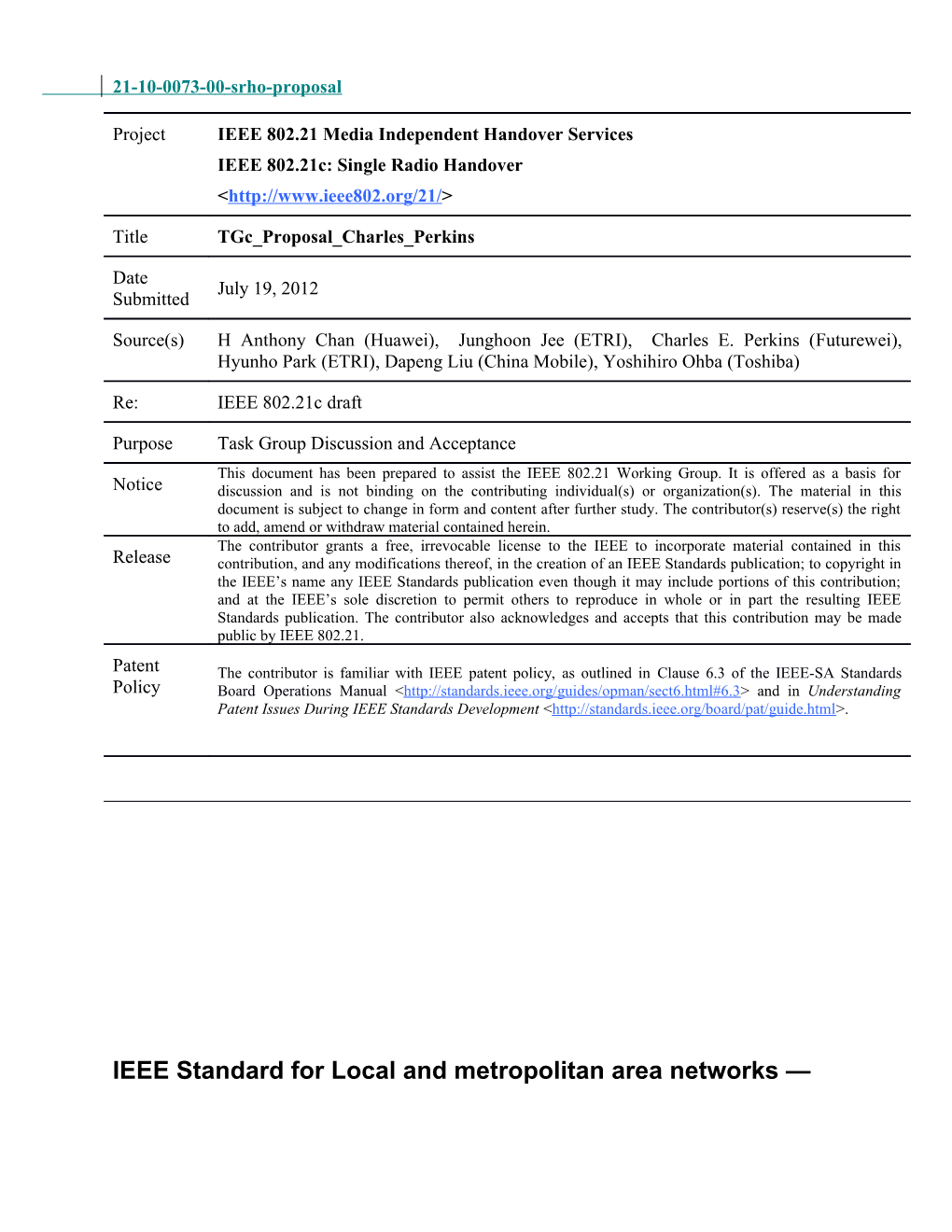 IEEE Standard for Local and Metropolitan Area Networks