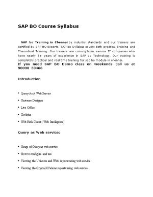 If You Need SAP BO Demo Class on Weekends Call Us at 90038 53466