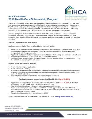 IHCA Foundation 2010 Scholarship Program
