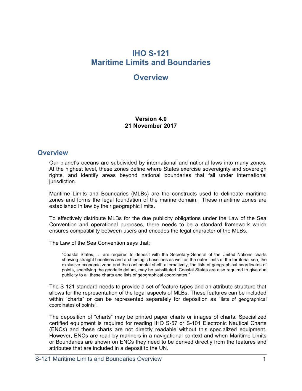 IHO S-121 Maritime Limits and Boundaries Overview