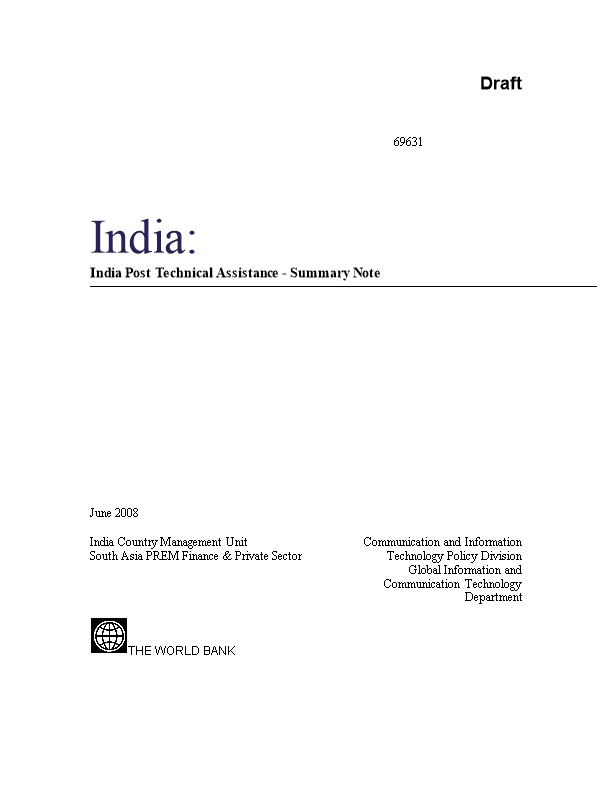 India Post Technical Assistance - Summary Note