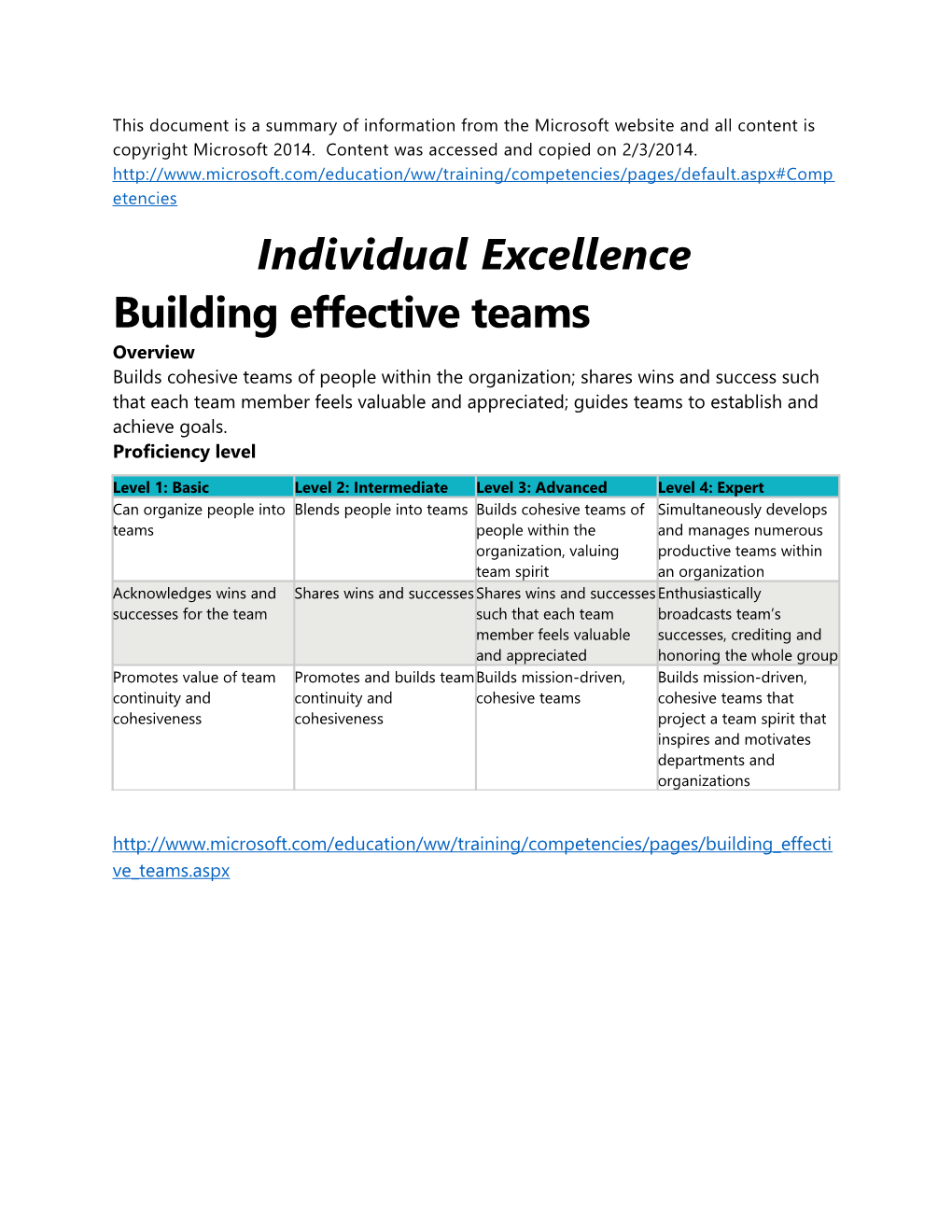 Individual Excellence