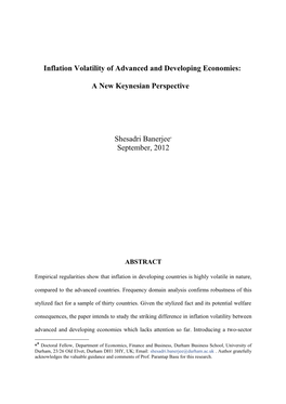 Inflation Volatility of Advanced and Developing Economies