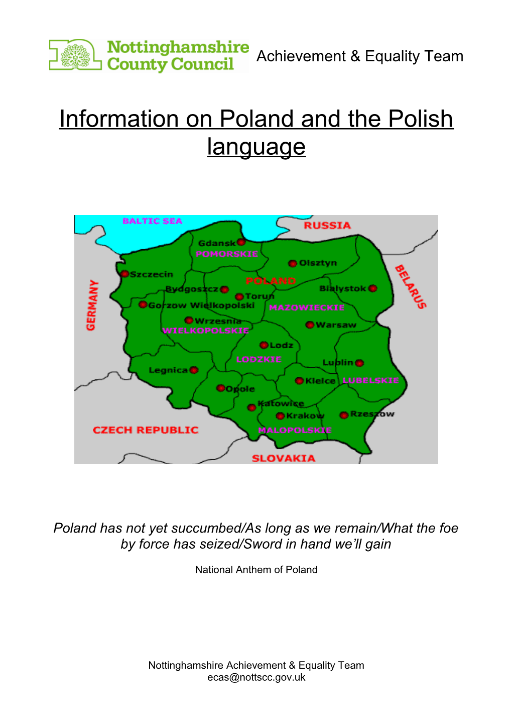 Information on Poland and the Polish Language