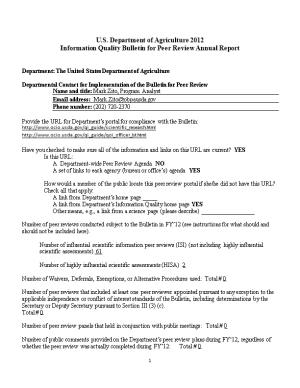 Information Quality Bulletin for Peer Review Annual Report