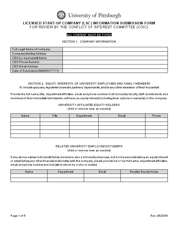 Information Submission Form