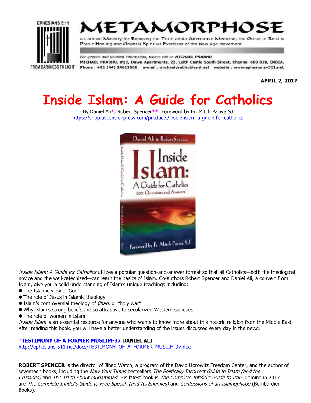 Inside Islam: a Guide for Catholics