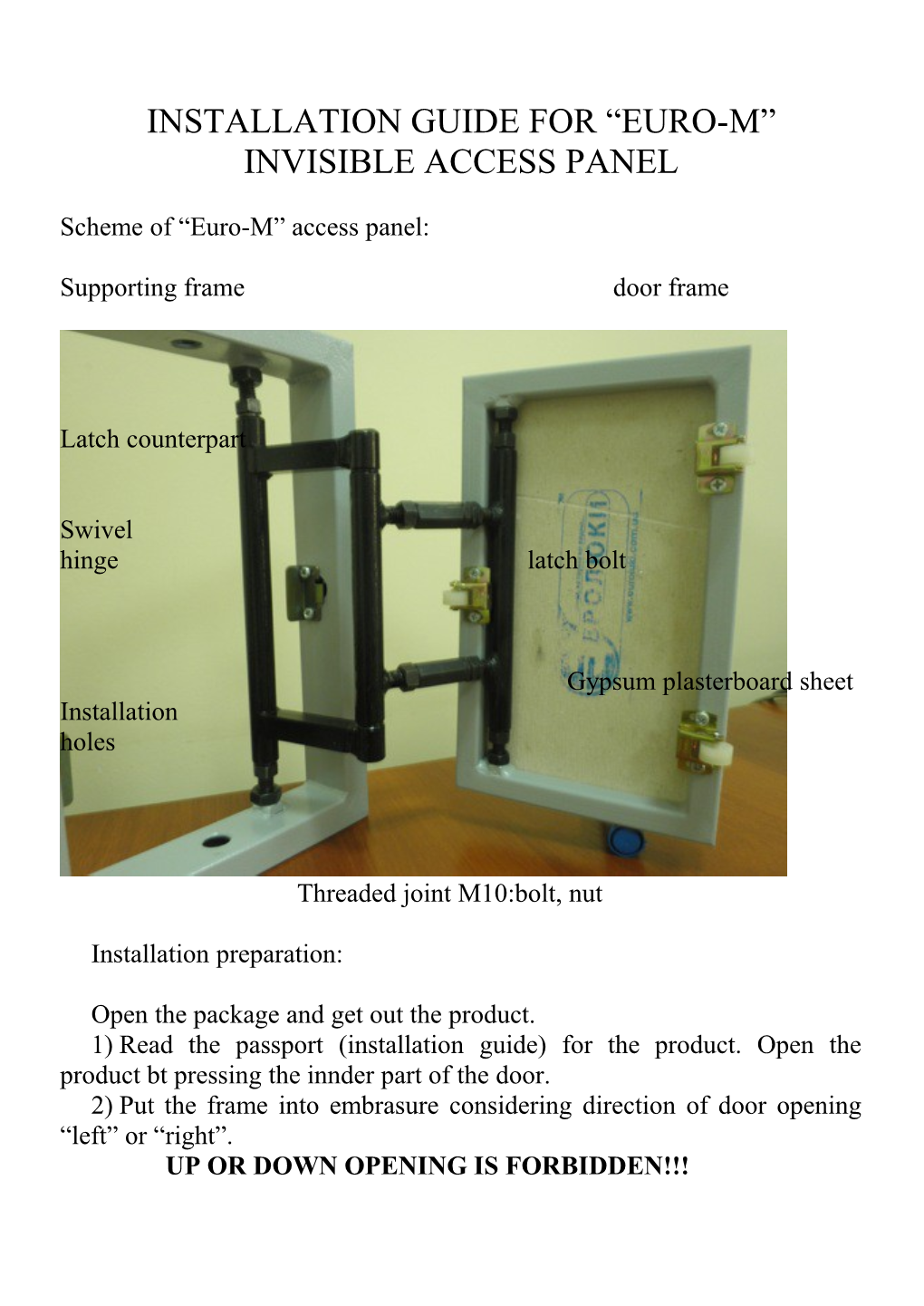 Installation Guidefor Euro-М Invisible Access Panel