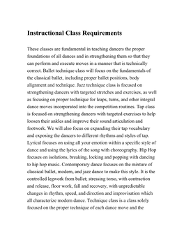 Instructional Class Requirements