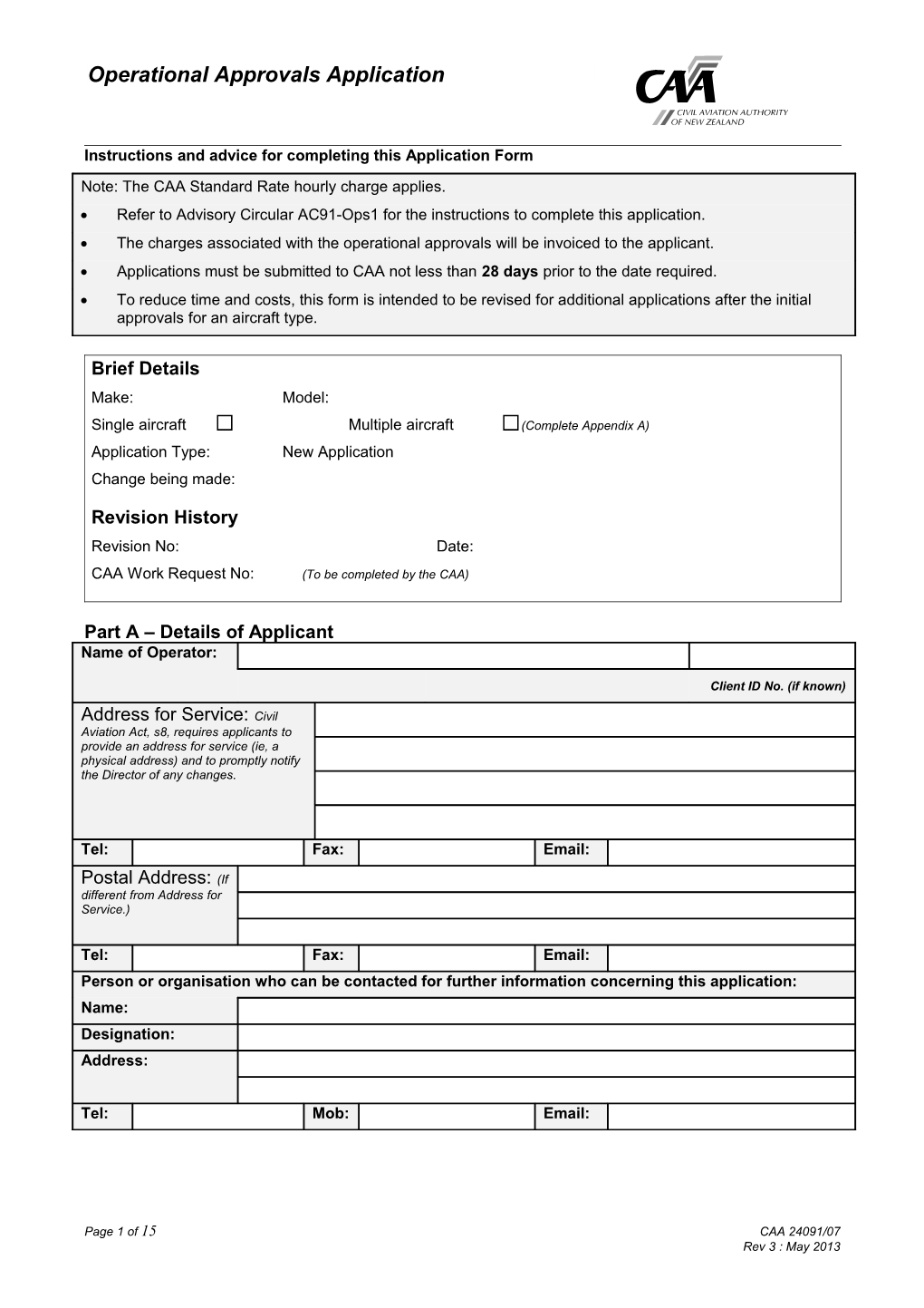 Instructions and Advice for Completing This Application Form