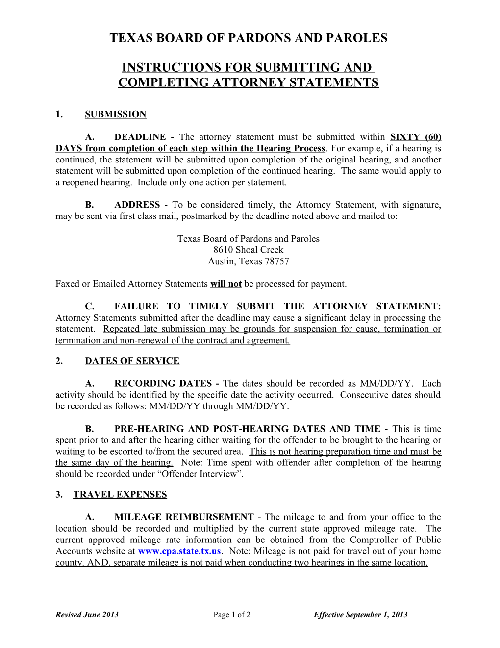 Instructions for Submitting and Completing Attorney Statements