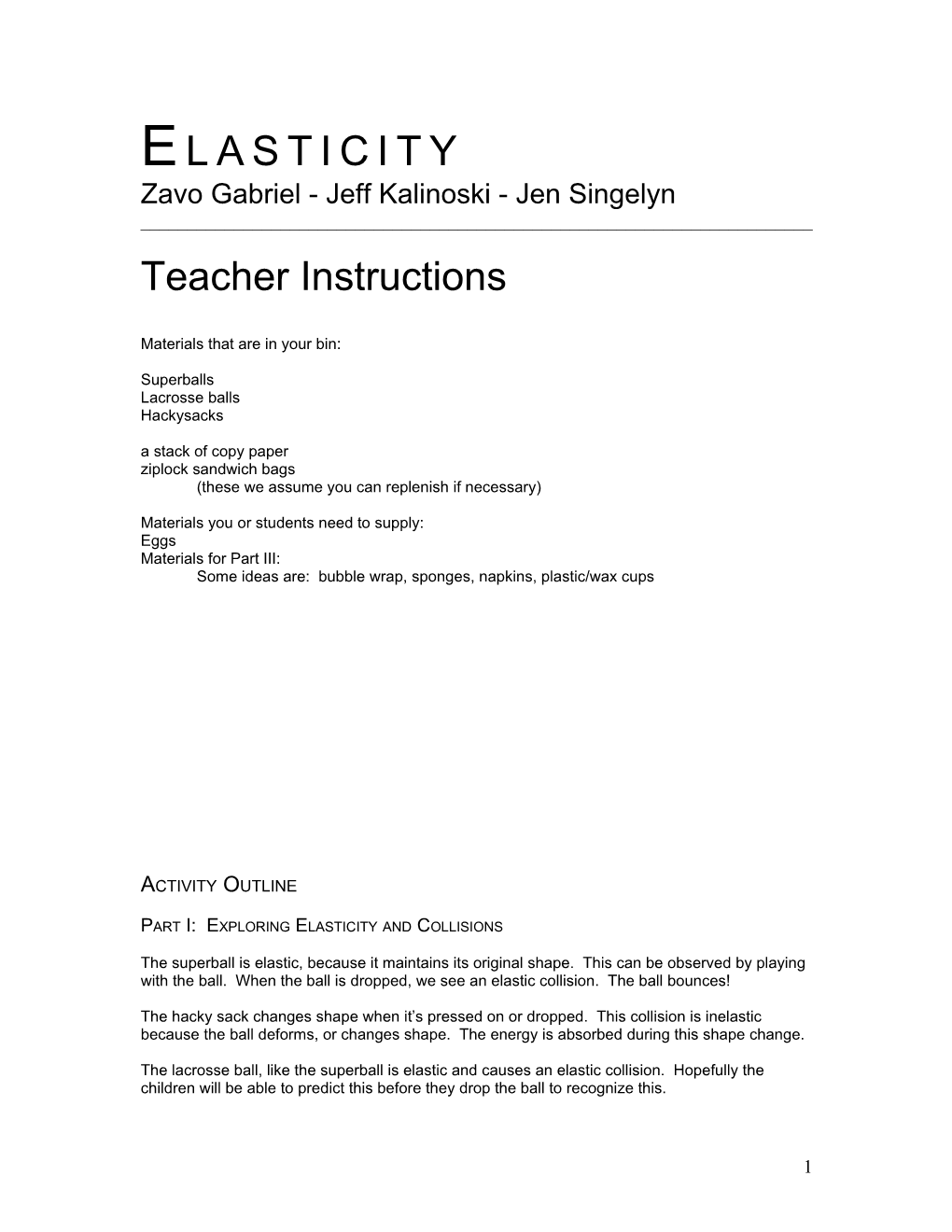 Instructions for Teacher