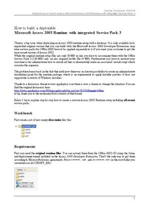 Instructions on How to Build a Microsoft Access 2003 Runtime with Integrated Service Pack 3