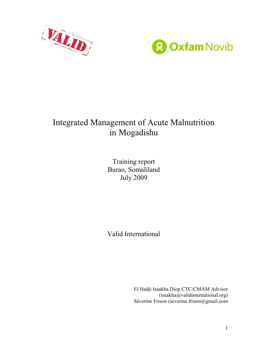 Integrated Management of Acute Malnutrition