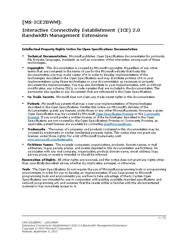 Interactive Connectivity Establishment (ICE) 2.0 Bandwidth Management Extensions