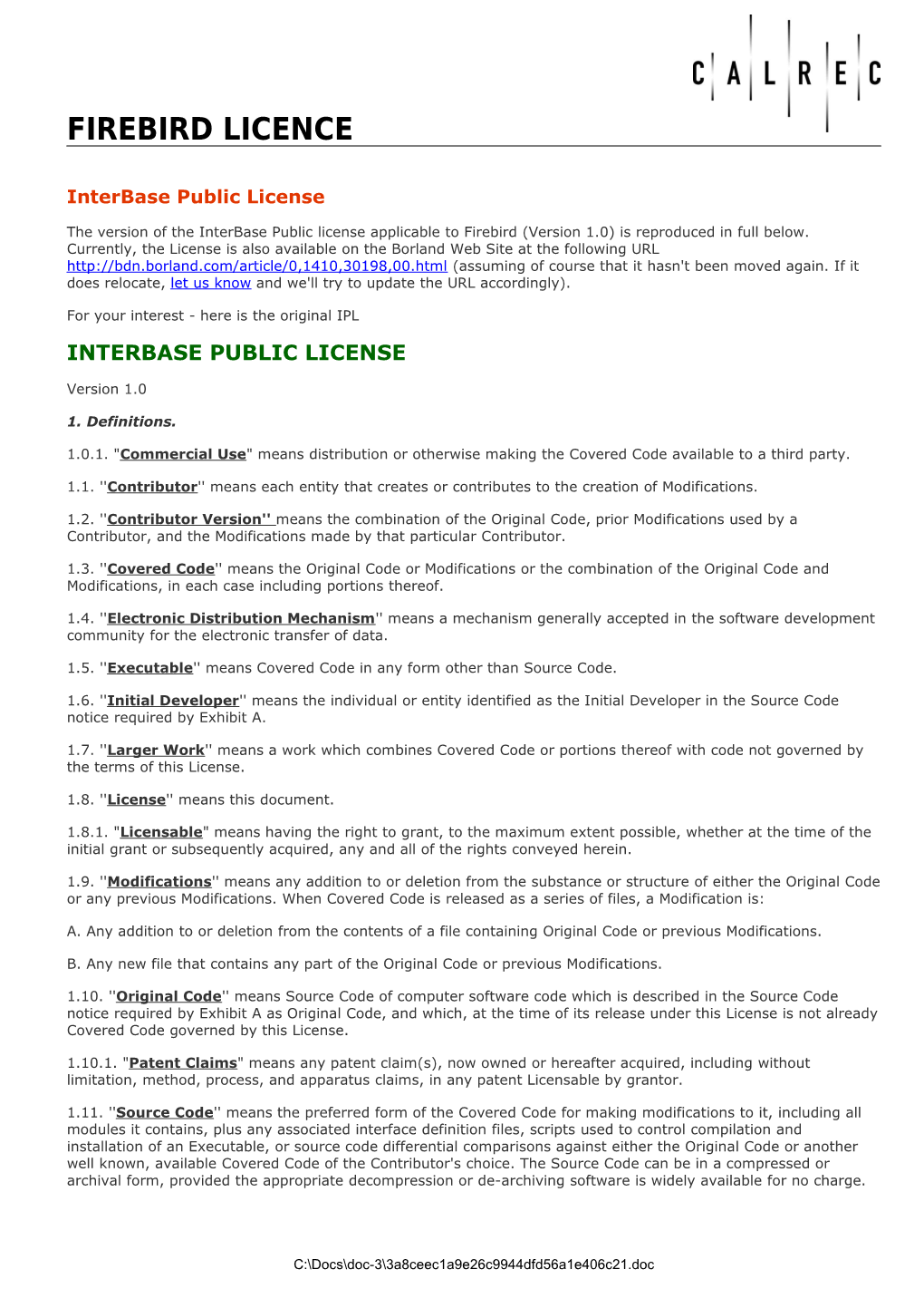 Interbase Public License