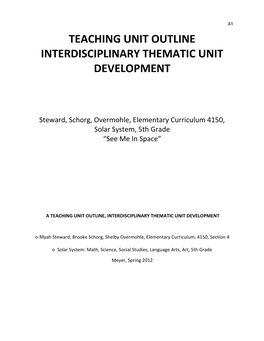 Interdisciplinary Thematic Unit Development