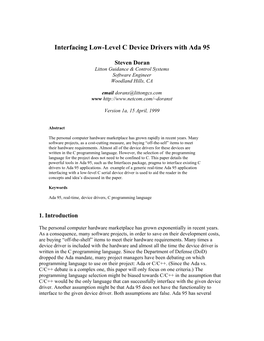 Interfacing C Low-Level Device Drivers with Ada