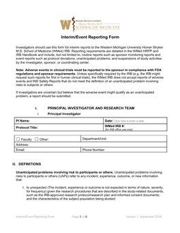 Interim/Event Reporting Form
