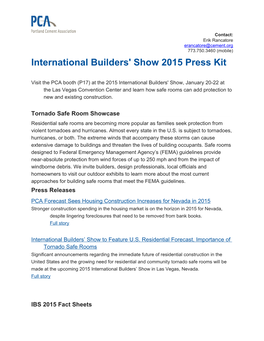 International Builders' Show 2015 Press Kit