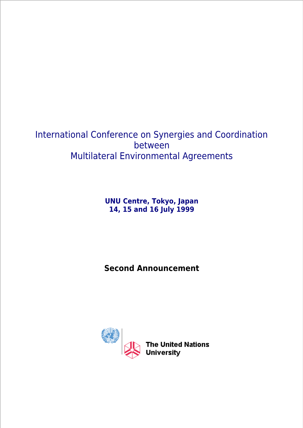International Conference on Synergies and Coordination Between