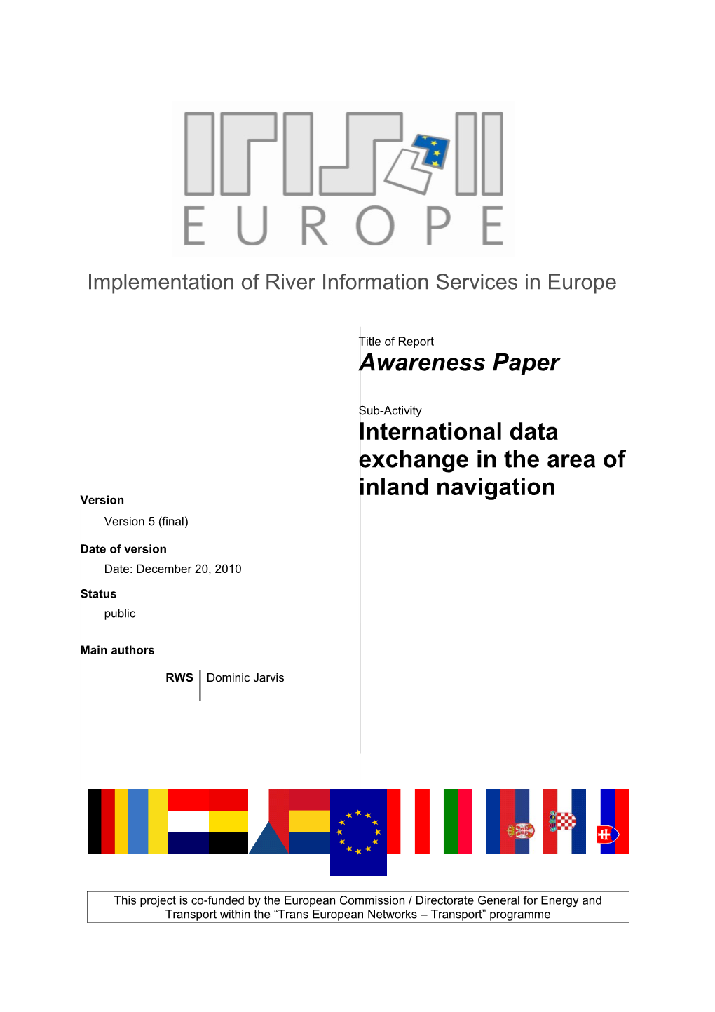 International Data Exchange in the Area of Inland Navigationawareness Paper