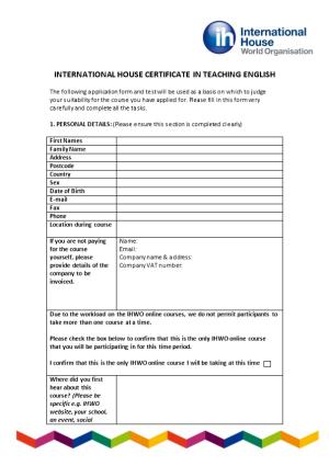 International House Certificate in Teaching English