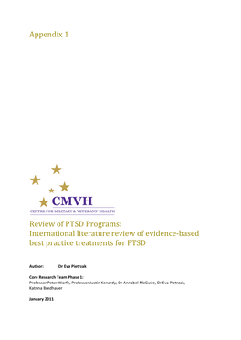 International Literature Review of Evidence-Based Best Practice Treatments for PTSD