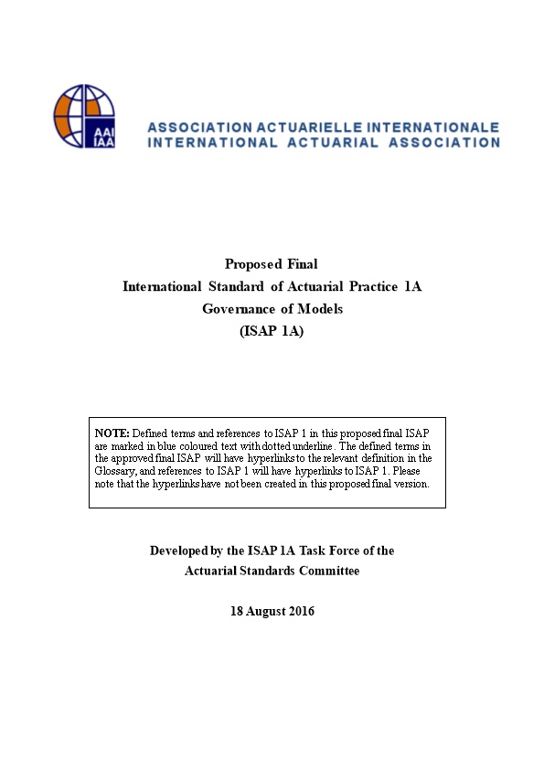 International Standard of Actuarial Practice 1A