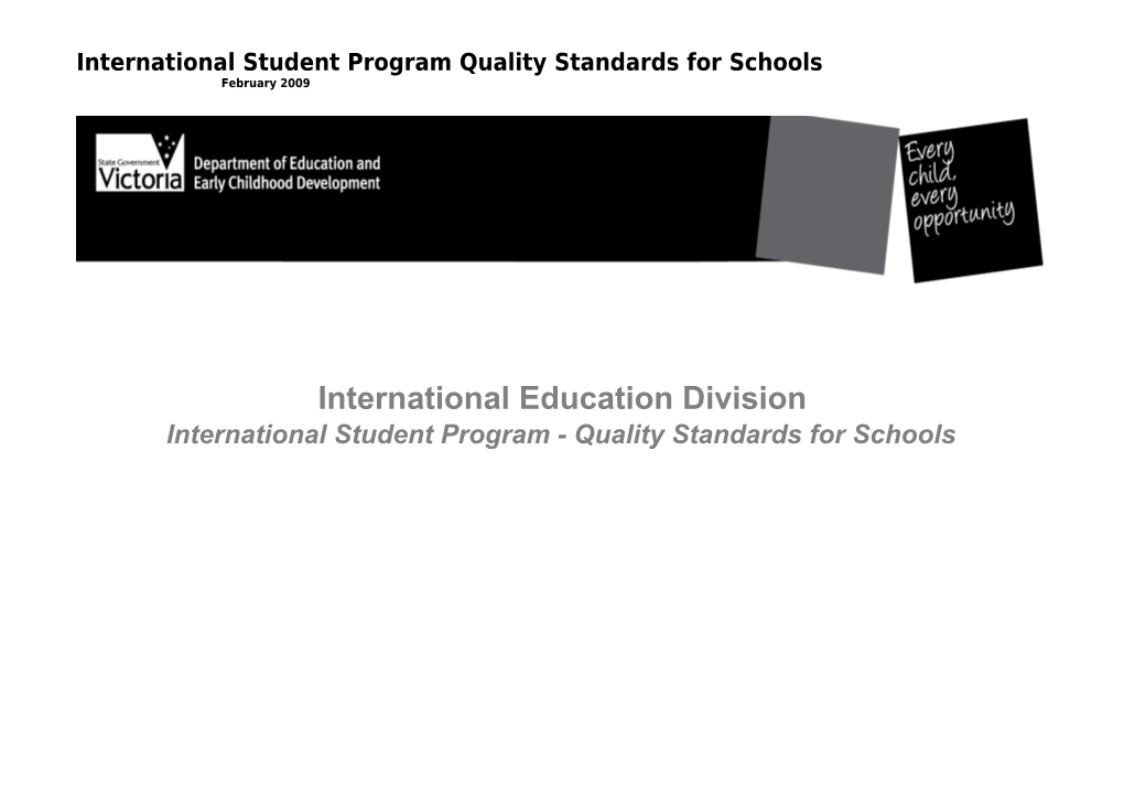 International Student Program Quality Standards for Schools