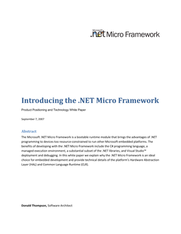 Introducing the .NET Micro Framework