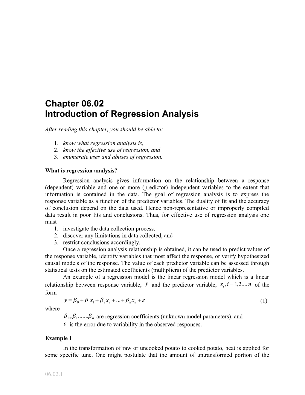 Introduction of Regression Analysis: Regression