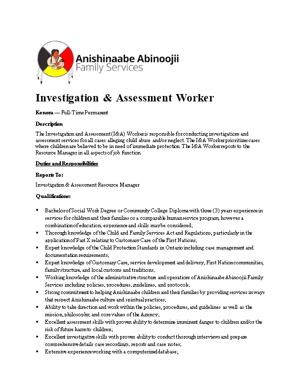 Investigation & Assessment Worker