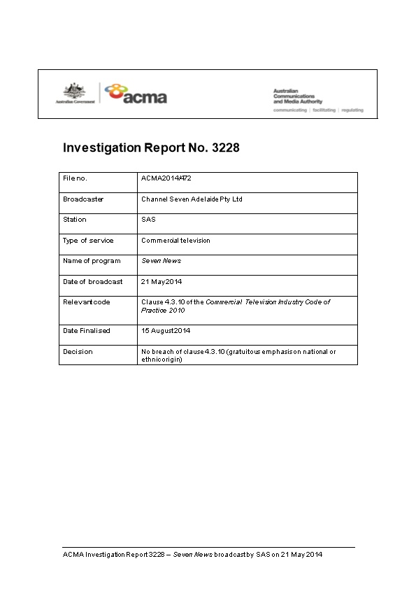 Investigation Report No. 3228