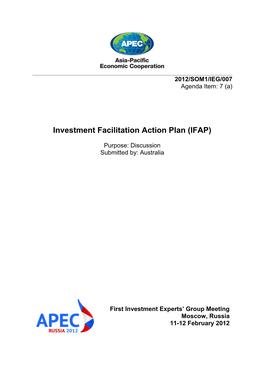 Investment Facilitation Action Plan 2011-2020