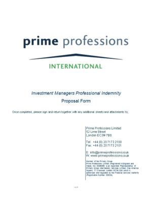 Investment Managers Professional Indemnity
