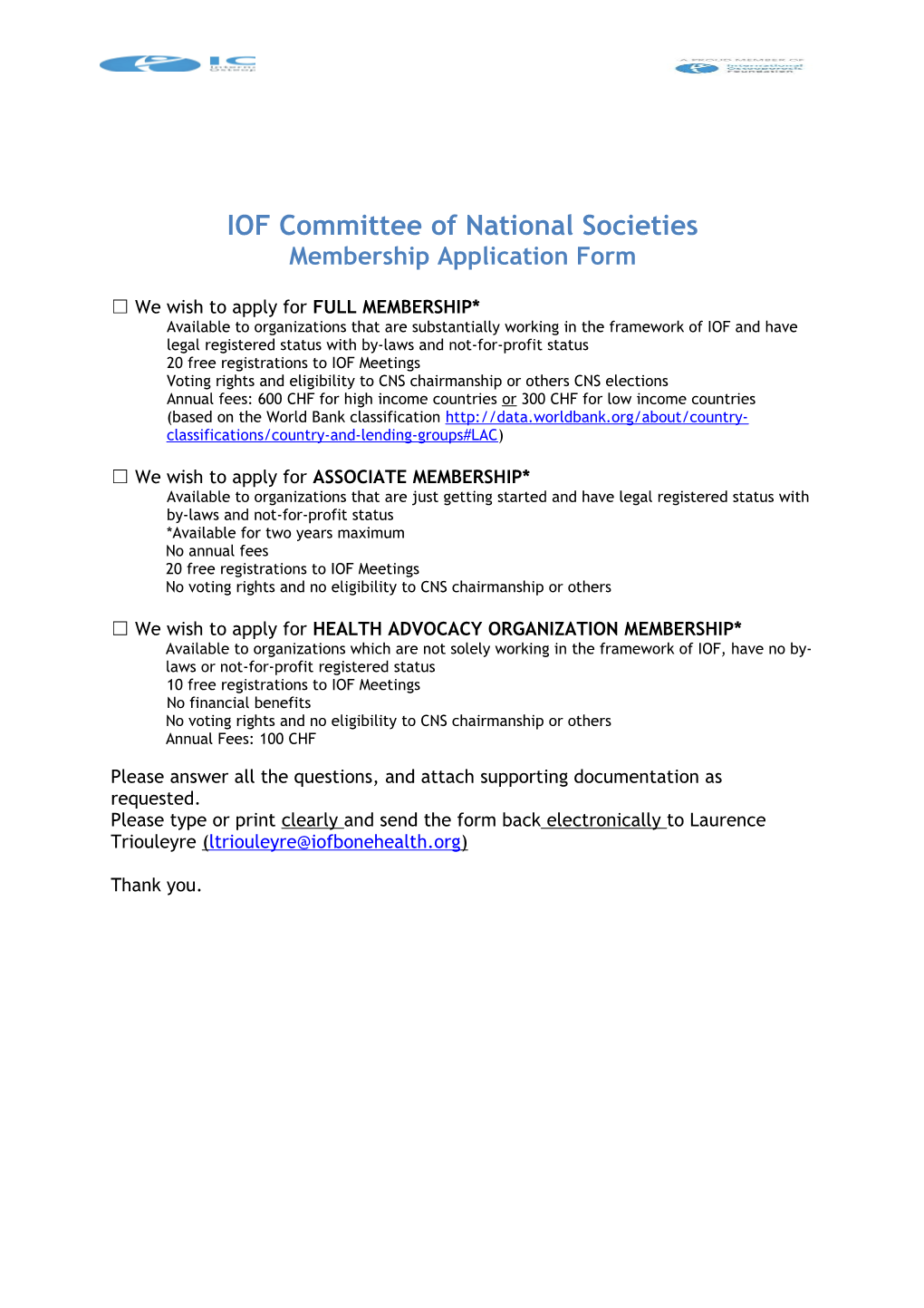 IOF Committee of National Societies